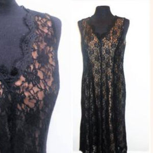 Dress Lace Sleeveless Black fit and flare Evening Special occasion party